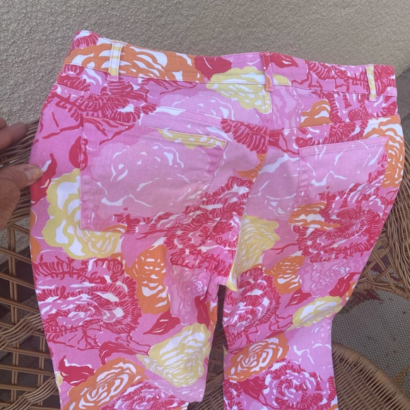 EUC Lilly Pulitzer Serene Jean Fair Pink Winners Circle-tropical floral print - Picture 4 of 6